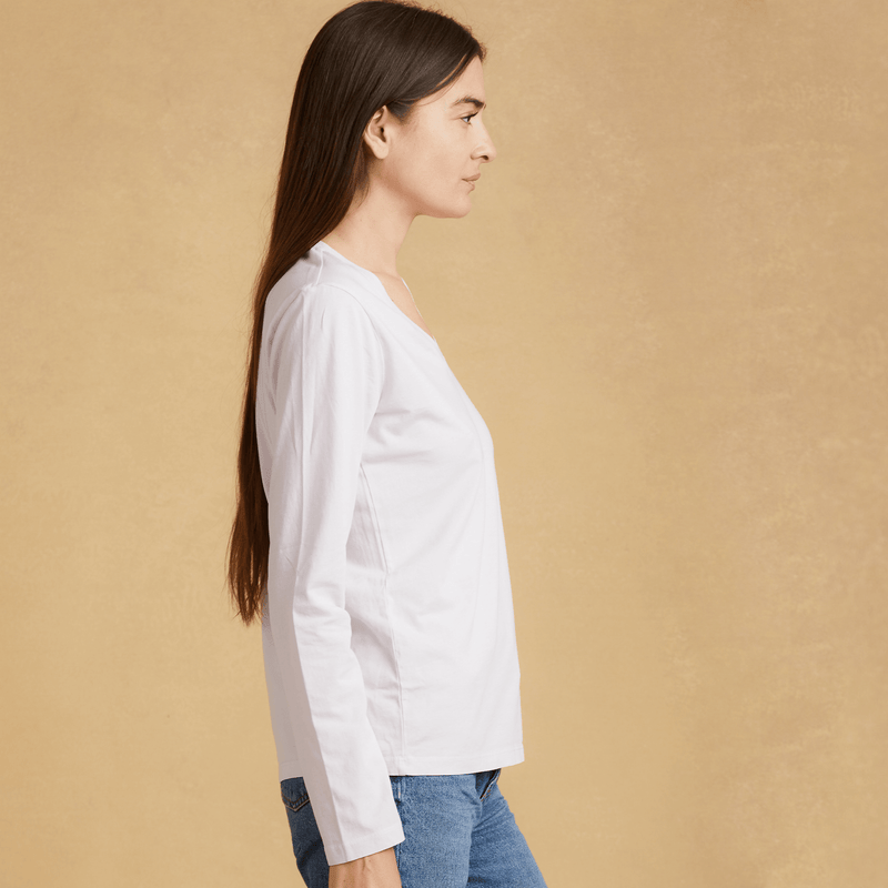 light-pink Womens Long Sleeve V Neck