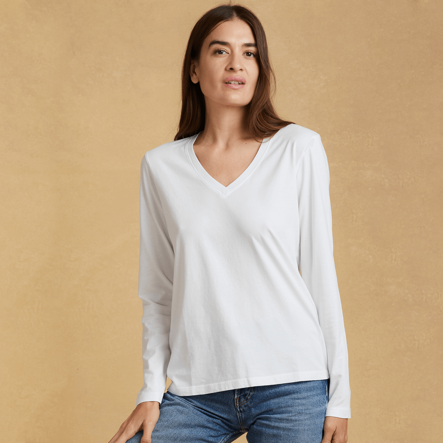 THE BLAZZE 1099 Women's Cotton Basic Sexy Solid V Neck Slim Fit