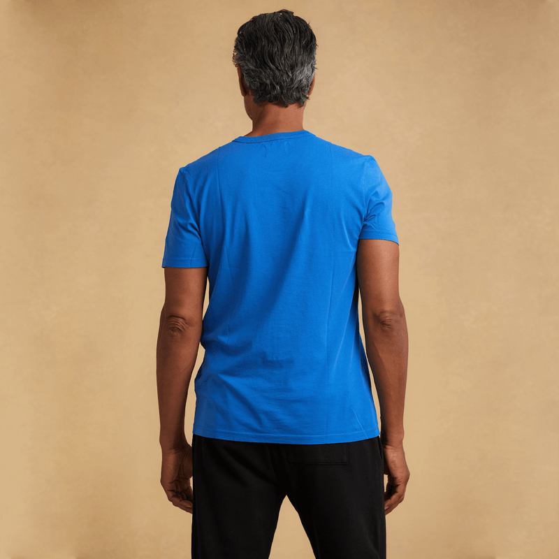 royal-blue organic cotton Short Sleeve Pocket t-shirt 