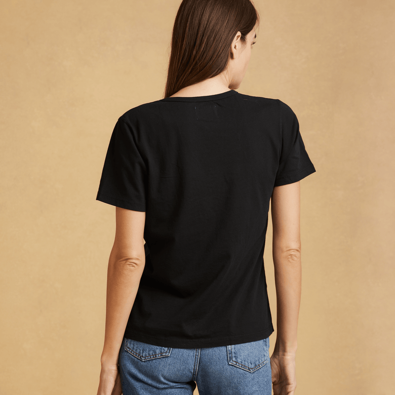 black organic cotton Short Sleeve Deep V-neck t-shirt 
