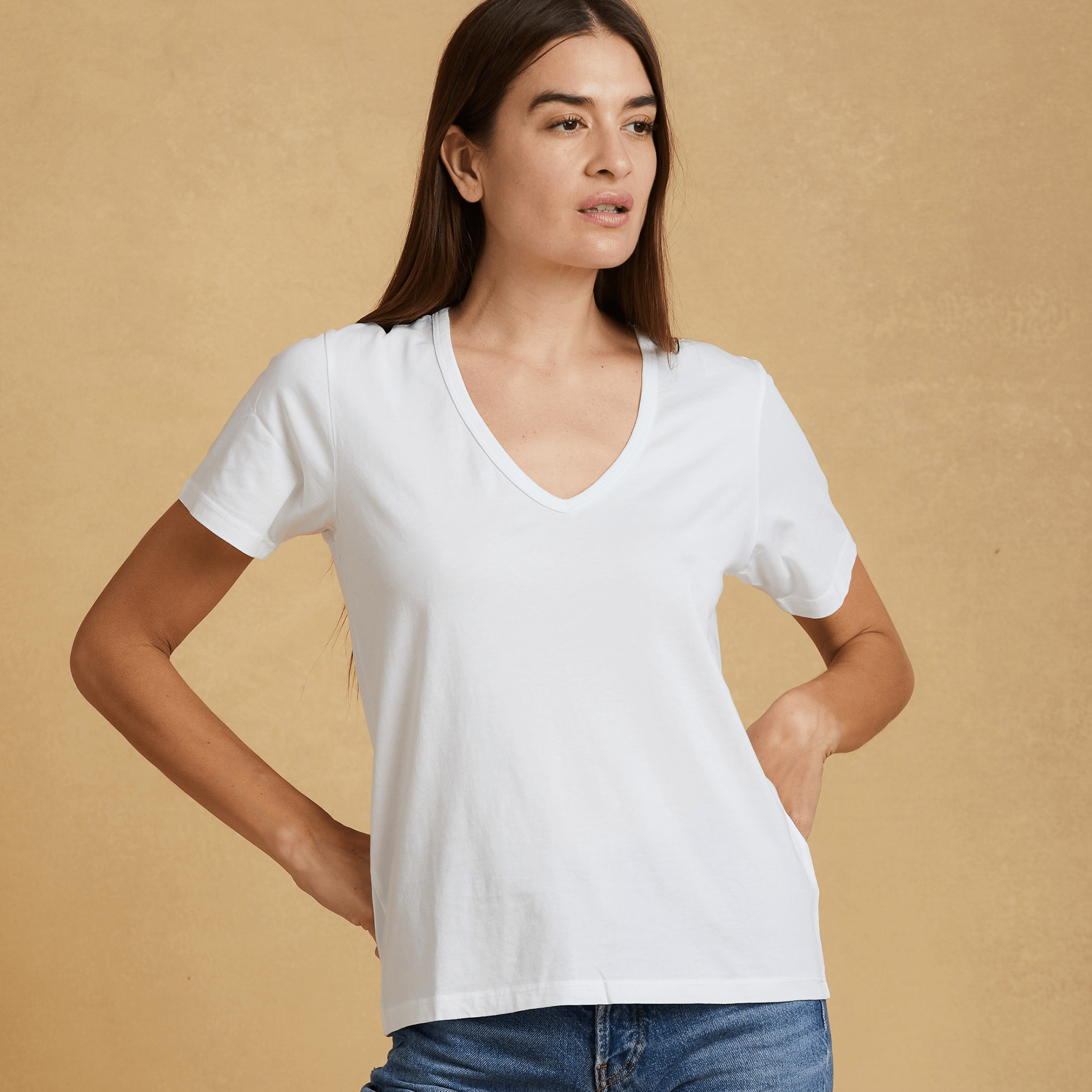 Deep v sale neck t shirt