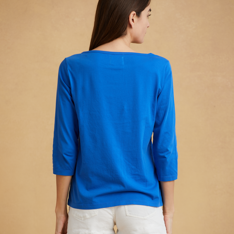 Organic Cotton Boat Neck 3/4 Sleeve Top