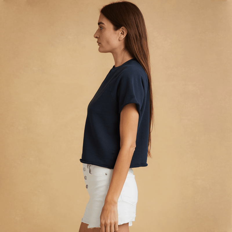navy-blue Womens French Terry Raglan Tee