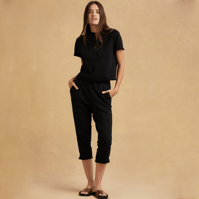 black Womens French Terry Track Pant