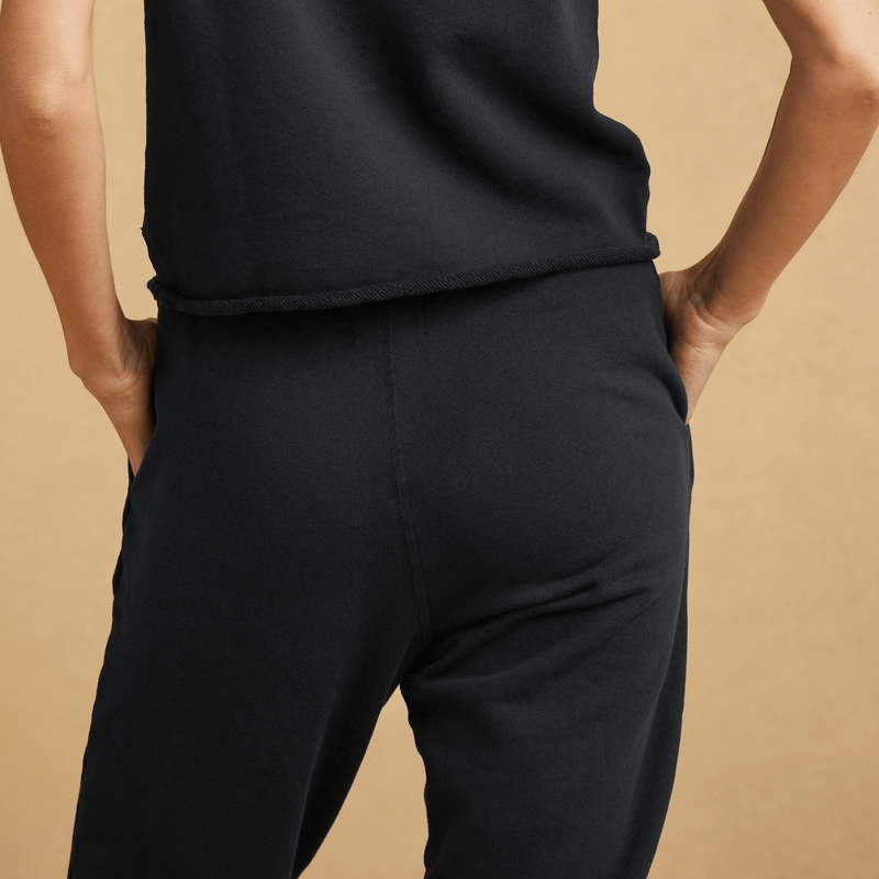 black Womens French Terry Track Pant
