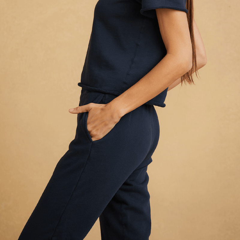 navy-blue Womens French Terry Track Pant