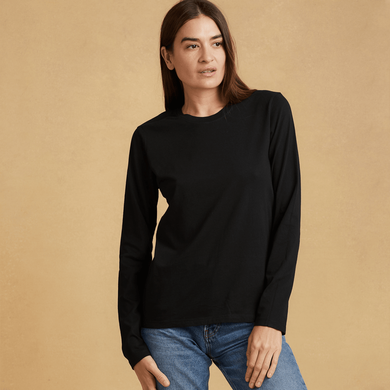 black organic cotton Long Sleeve crewneck t-shirt