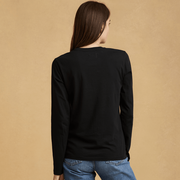 black organic cotton Long Sleeve crewneck t-shirt